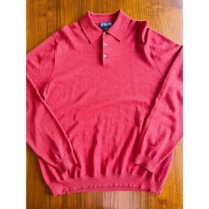 Brooks Brothers Italian Merino Wool Long Sleeve Polo Sweater Red - Size XL